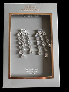 Believe by Brilliance Silver Cubic Zirconia Dangle Earrings